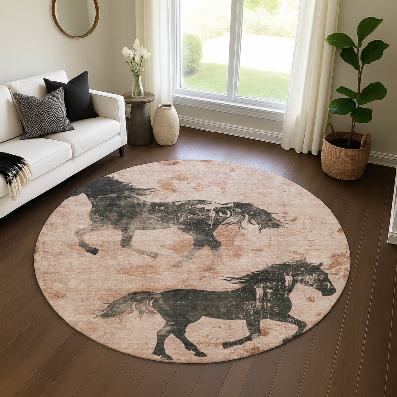 Premium Machine Washable Varroville AMF1717 Animal Rug, Round 8'