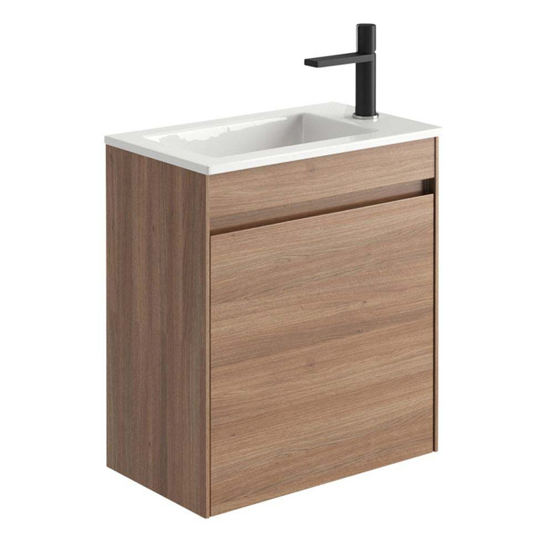 Santiago 540mm Single Bathroom Vanity with Integrated Ceramic Basin, Natural Oak