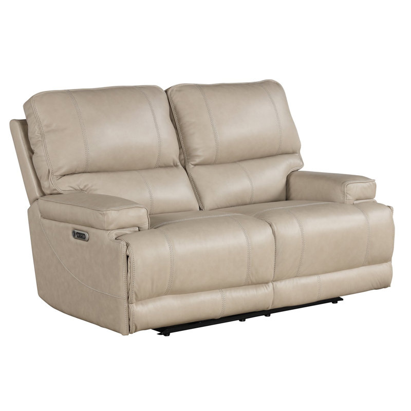 Adlan 65.5'' Leather Power Reclining Loveseat, Verona Linen