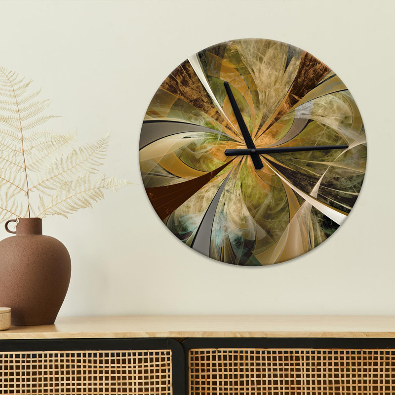 Horloge murale 15,75 po Treyson, Brun / moutarde