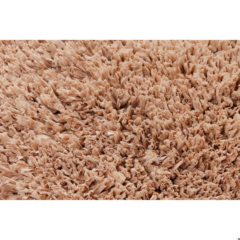 Tapis brun en polyester et coton tissé à la main Benitez Authentic, Rond 4 pi