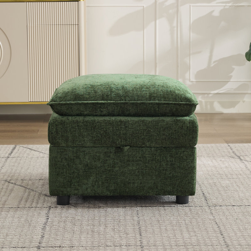 Repose-pieds carré avec rangement 27,2 po, Vert