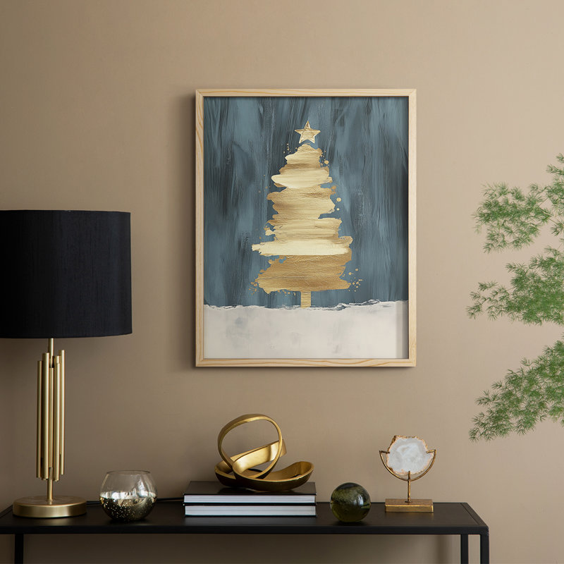 «Christmas Holiday Art CXCVII», reproduction d'art encadrée - bois massif, Naturel, H 11 po x l 9 po