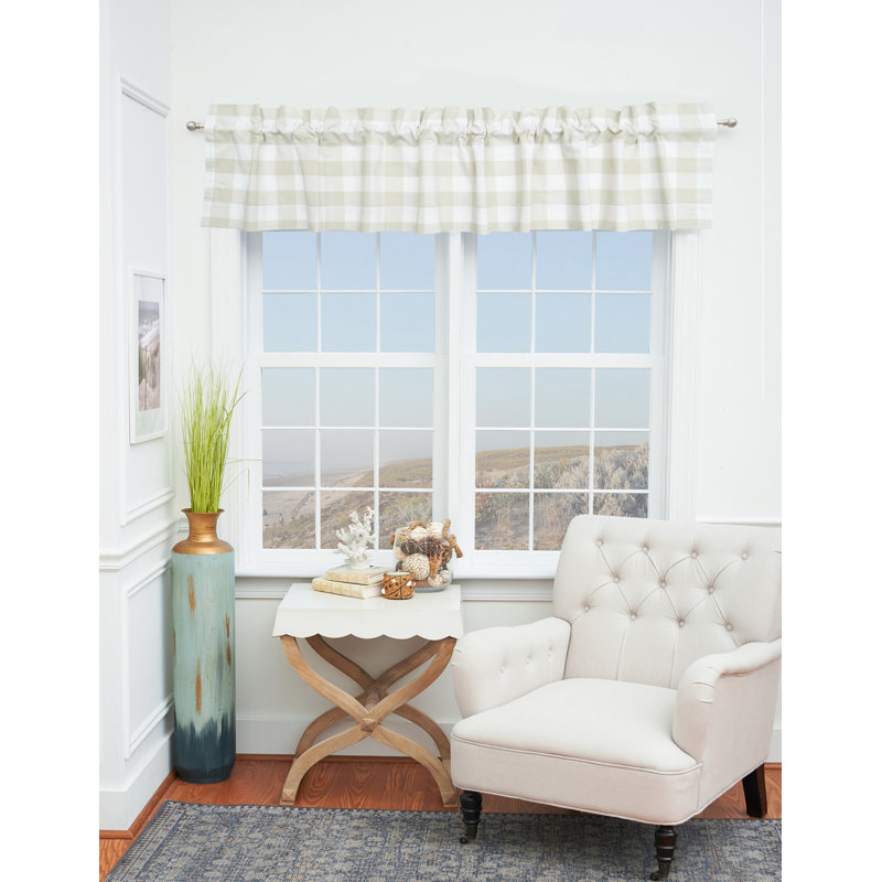 Franklin Pebble Gingham Check Window Valance Curtain, Tan