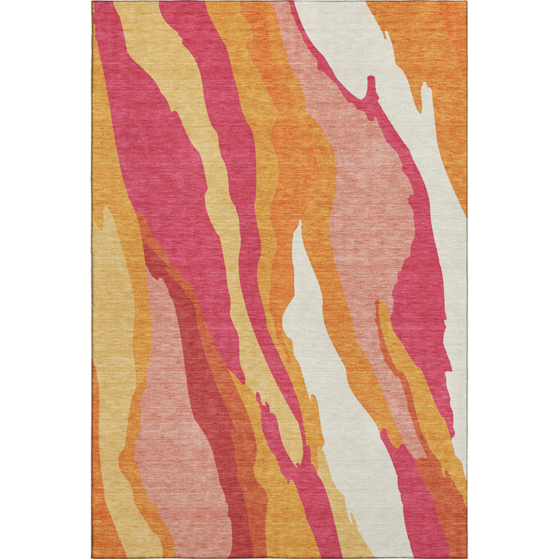 Premium Machine Washable Cossette AMF1047 Waves Rug, Rectangle 5 pi x 7 pi 6 po