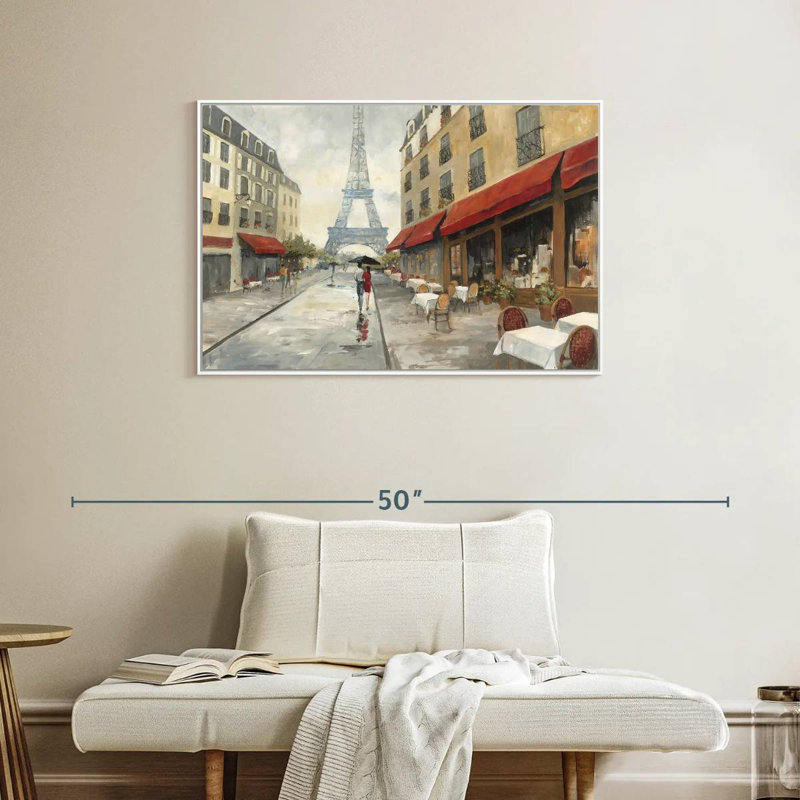 Le matin à Paris, Cadre flottant blanc, 37 po x 25 po