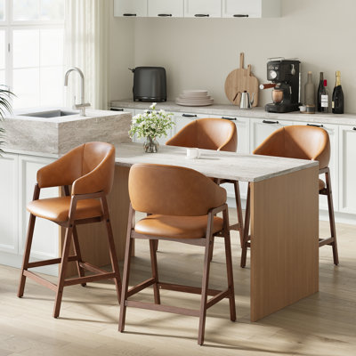 Tabouret de bar rembourré en bois massif