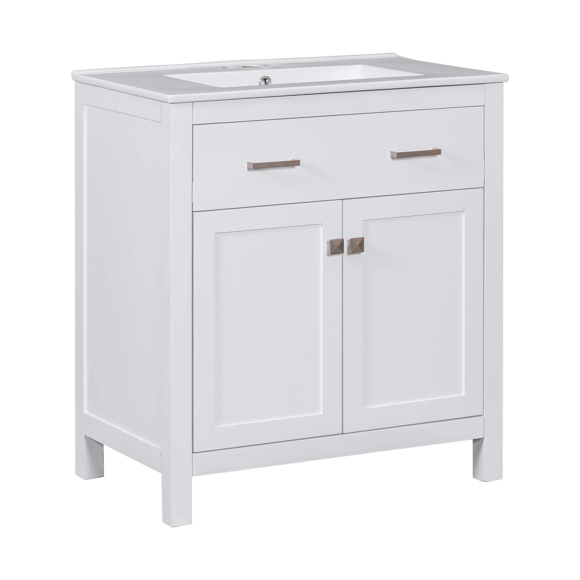 DSUNNER 30-inch Bathroom Vanity with Ceramic Sink, Modern White Single ...