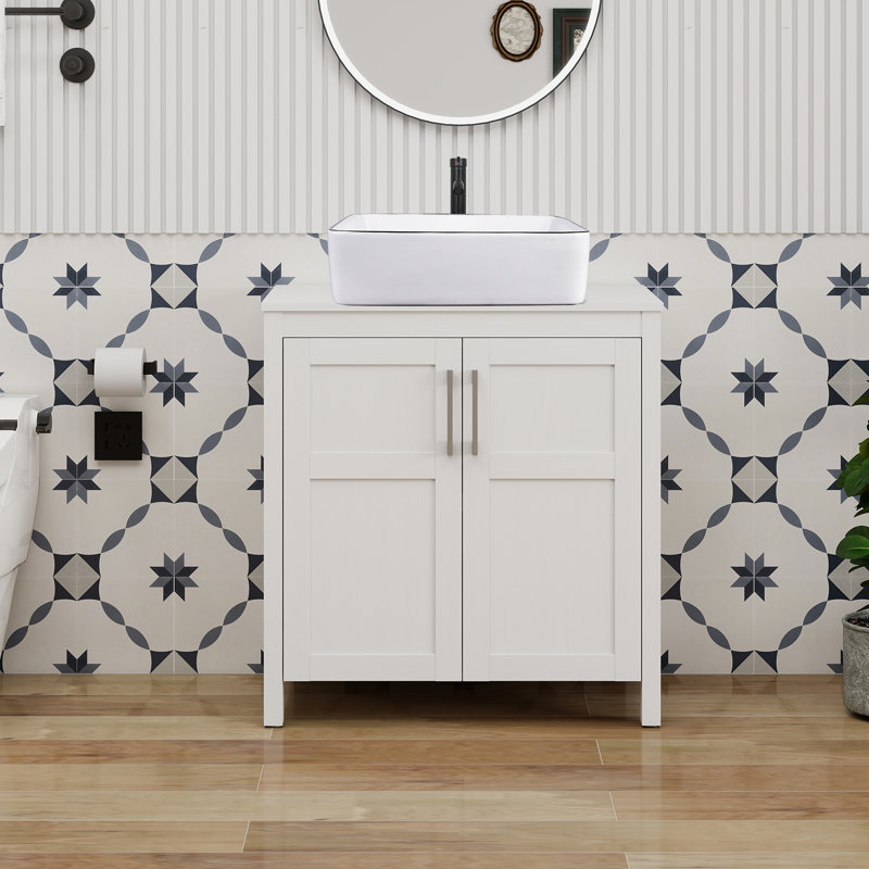 30" Free-Standing Modern Single Bathroom Vanity With Sink, White