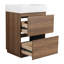 Meuble-lavabo de salle de bain 24 po avec lavabo simple et tiroir double. Bois d'ingénierie, finition brune avec tiroir d'armoire encastré moderne en bois d'ingénierie autoportant à pois-996620466-996620467