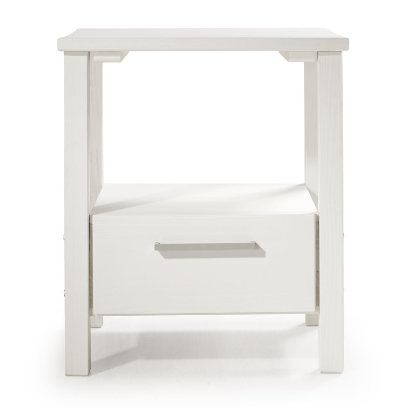 Table de chevet en bois massif Esser, Brouillard blanc