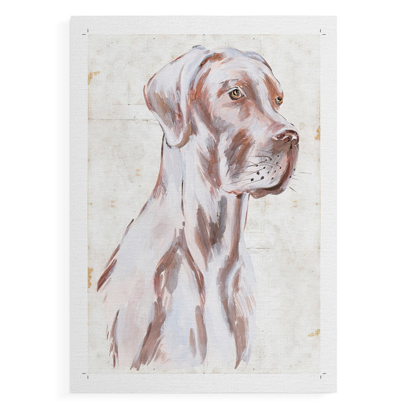 Chien assis IV - Impression sur toile seulement - NON-CADRE, H 18 po x l 12 po
