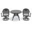 Ensemble de salle à manger 3 pièces en aluminium coulé toutes saisons comprenant 2 chaises pivotantes et une table ronde de 39,37 po avec structure noire-1151527239