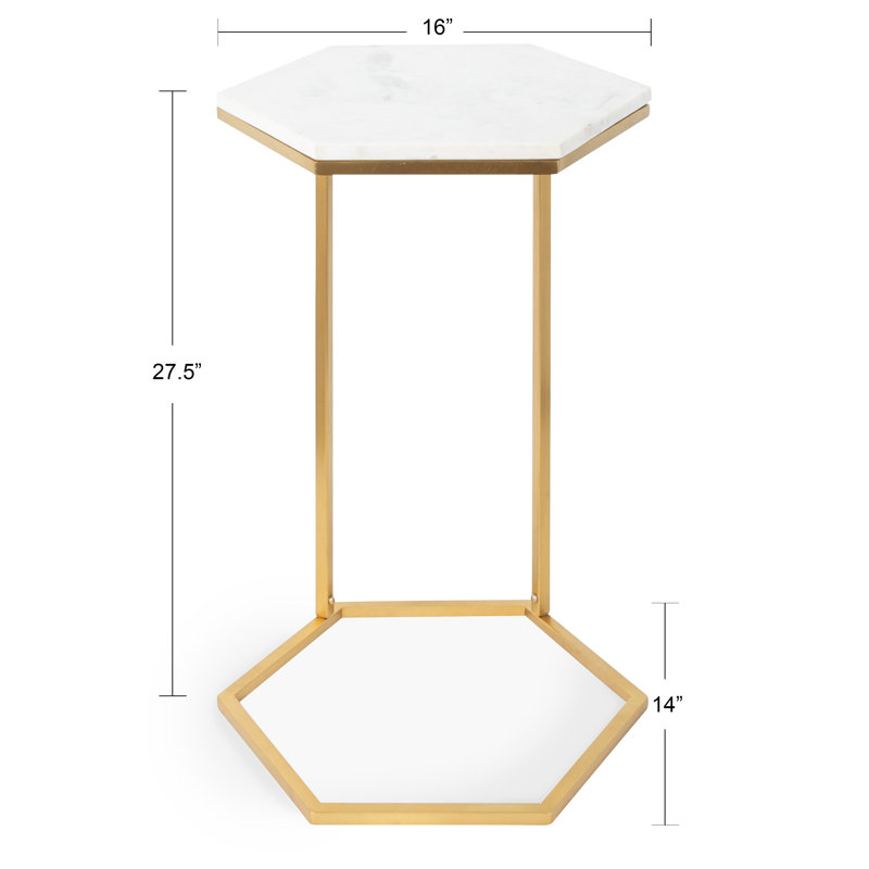Cemaliye Marble Top End Table, Gold