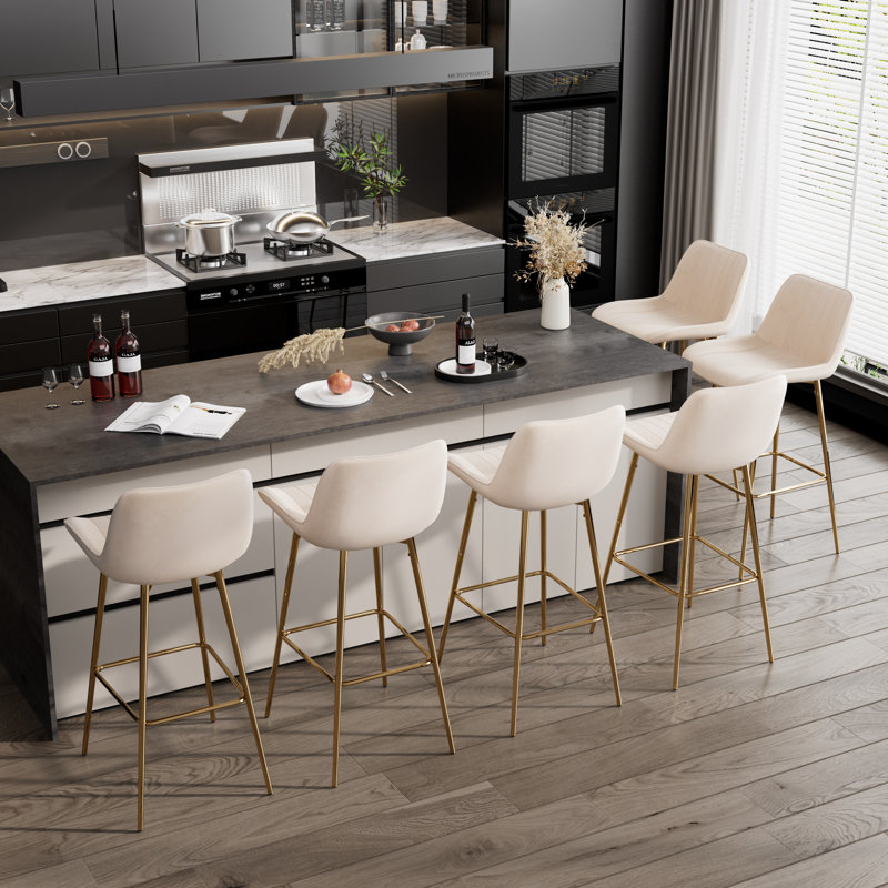 Ensemble de tabourets de bar, tabouret de comptoir rembourré en velours avec structure en métal solide et dossier bas en velours