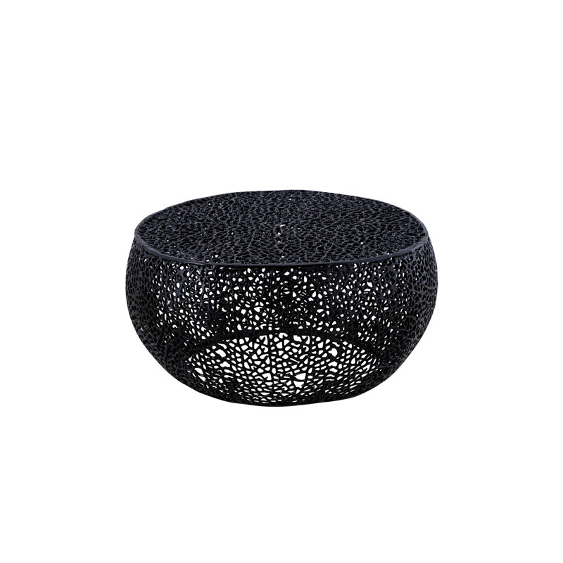 Table basse ronde de couleur noire, 32 pouces de largeur, coulée en aluminium, convient aux espaces de vie contemporains - largeur en pouces, cadre, maisons esthétiques
