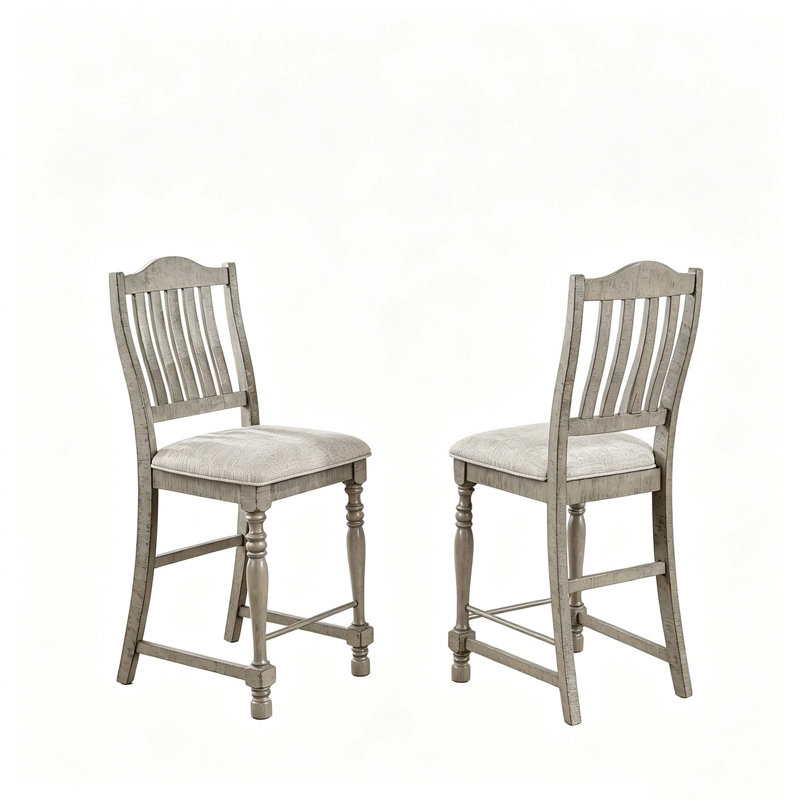 Upholstered Counter Stool with Solid Wood Frame
