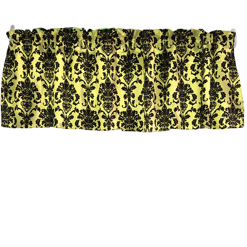 Cantonnière florale en damas 58 po, L 58 po x L 16 po, Jaune citron
