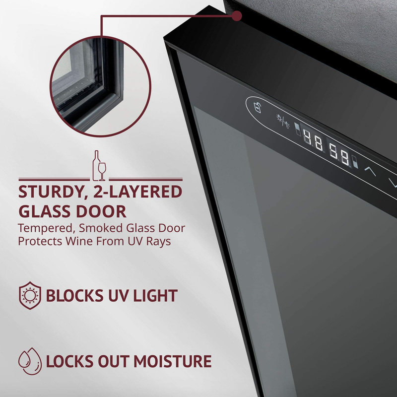 Schmecke 33 Bottle Freestanding Wine Refrigerator, Dual Zone Wine Fridge with Lock, Black