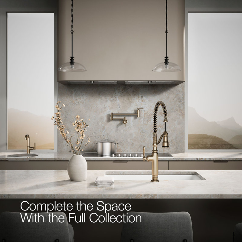 Tournant Single Handle Pull Down Kitchen Faucet, Vibrant Brushed Bronze