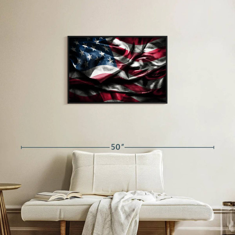 Drapeau américain flottant, Cadre flottant noir, 46 po x 31 po