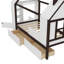 Lit plateforme simple avec tiroirs et tablettes, construction en bois massif, design enfantin, finition blanche et espresso-183097065