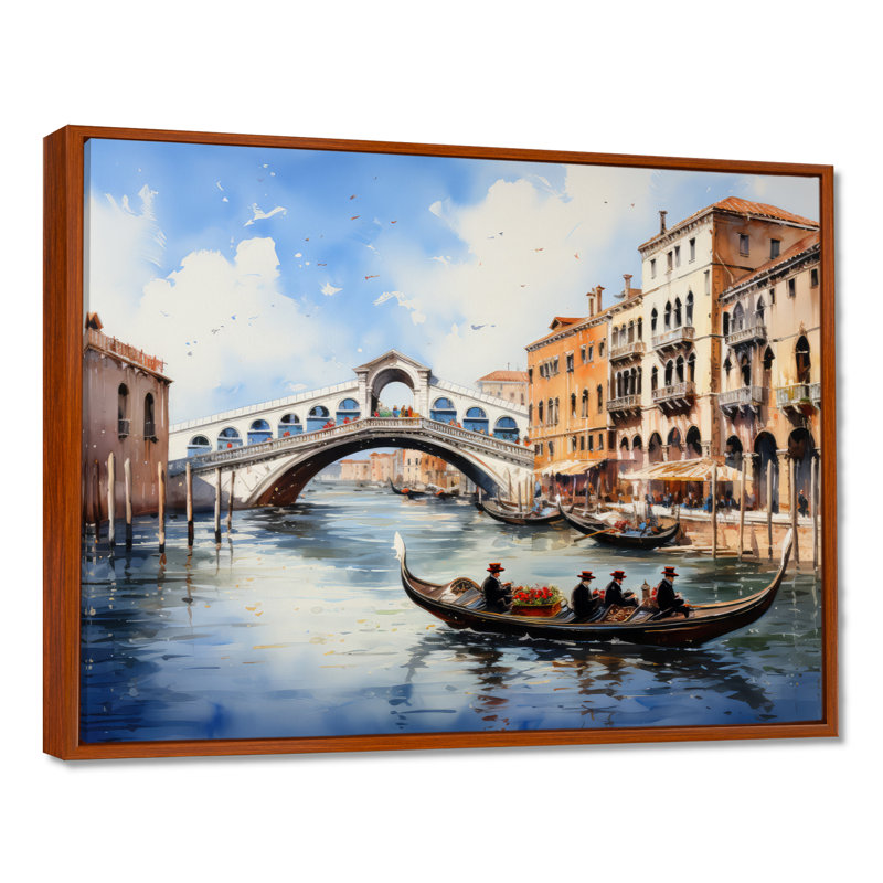 Italie, pont du Rialto Ponte I - Italie, art mural, 12" H x 20" W, Black Picture Framed