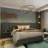 The Large Fabric Platform Bed Is Equipped With A Large Bedside Board. As The Highlight Of The Bedroom Furniture, It Uses A Grey Velvet Fabric To Highlight The Low -key Luxury.
