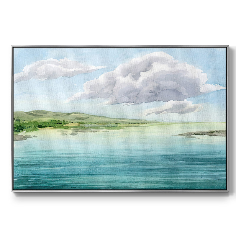 Transparent lagon II, H 27 po x l 41 po x P 2 po, Toile argentée avec cadre flottant