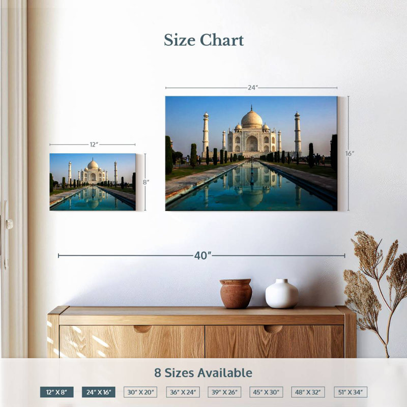 Adella Taj Mahal Pool Reflection, 16" H x 24" W