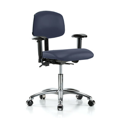 PERCH Chrome Turnalar Task Chair with Adjustable Armrests | Desk Height 17-22"