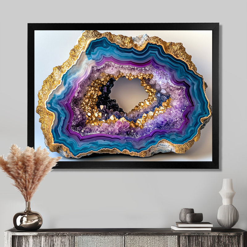 Agate «Dream River», art mural en pierre, salon, Reproduction encadrée d'une seule photo sans pass, Noir, H 12 po x l 20 po