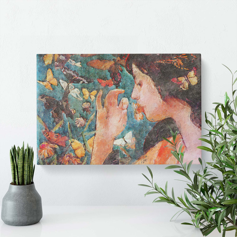 Butterflies by Fujishima Takeji - Wrapped Canvas Painting, 35cm H x 50cm W x 3cm D