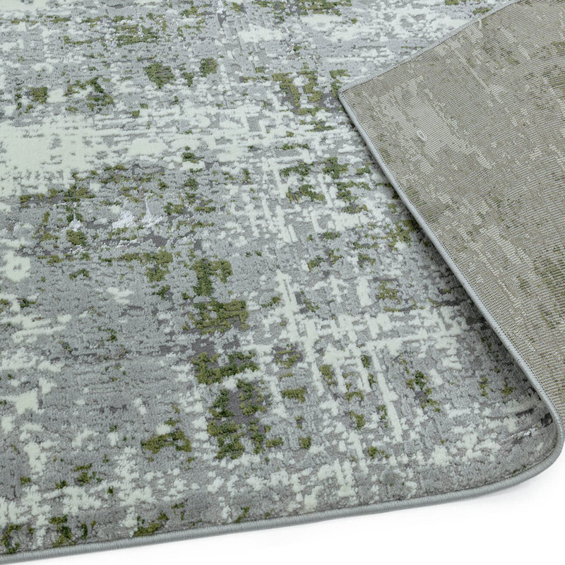 Abstract Green Modern Easy To Clean Abstract Rug For Dining Room Bedroom And Living Room, Polypropylene Plastic/Polyester