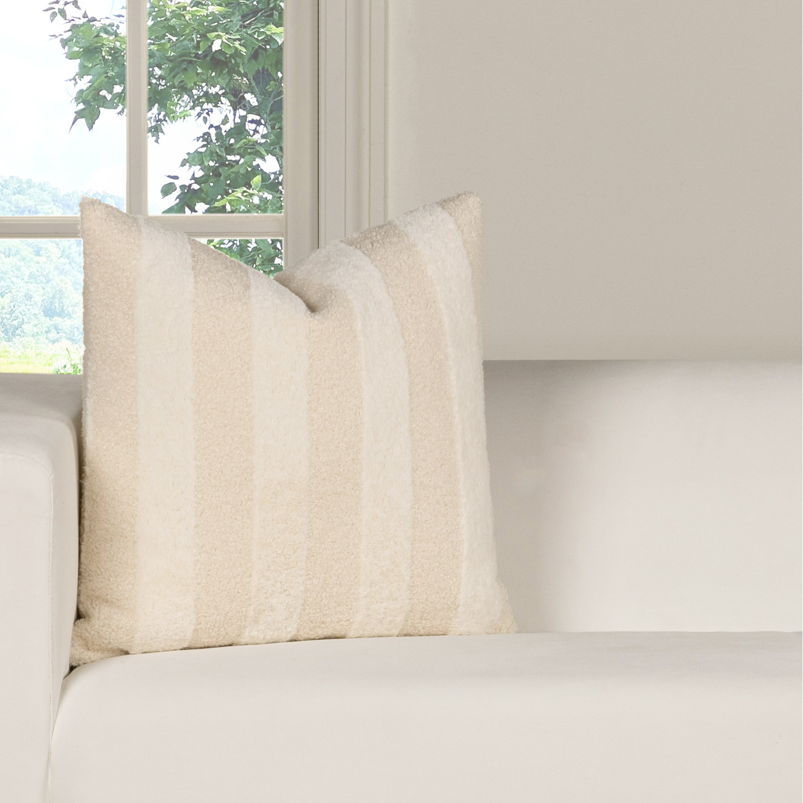 Prudence Throw Pillow, Polyester, Square 20", Brown Striped