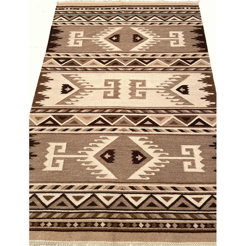 Wool Southwestern Indoor Rug, Rectangle 5'x7'6