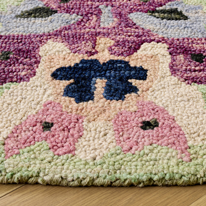 Jardin Hand Tufted Wool; Cotton Floral Indoor Rug, Round 6'