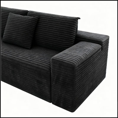 Siège de canapé modulaire 104,3 x 68,9 po, canapé compressé rembourré pour le salon, la chambre à coucher, l’appartement, aucun assemblage requis, combinaison gratuite de 2 pièces, tissu en velours côtelé moelleux