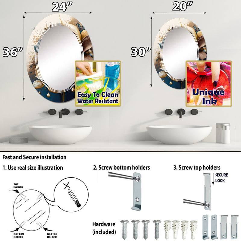 Miroir mural Rafie Lily, 30 po x 20 po