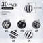 Ornements de boules de Noël 30ct 2,36 pouces, noir et blanc, 60mm