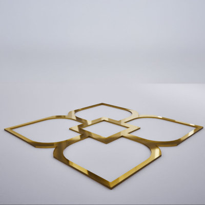 Olivia Decorative Fretwork Acrylic Wall Panels, Small, 11 3/8"W x 11 3/8"H x 1/8"T, Gold Mirror