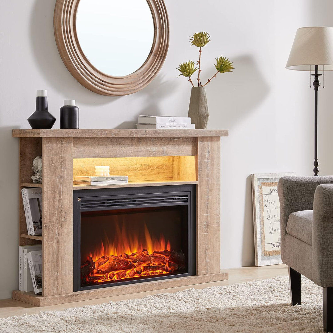 FLAMME Lipson Freestanding Fireplace, Shalving Units, Multiple Colours Available, Mood Lighting, Remote