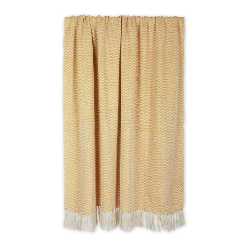 Gray Chevron Cotton Reversible Throw Blanket with Fringe