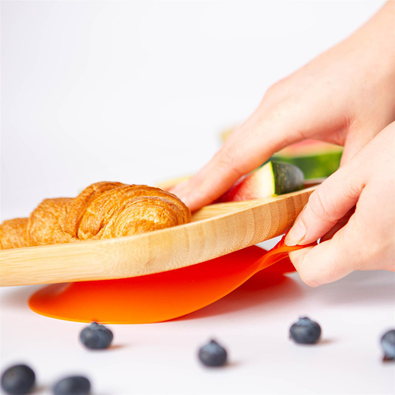 Tiny Dining Children's Bamboo Plate Suction Cup, Orange
