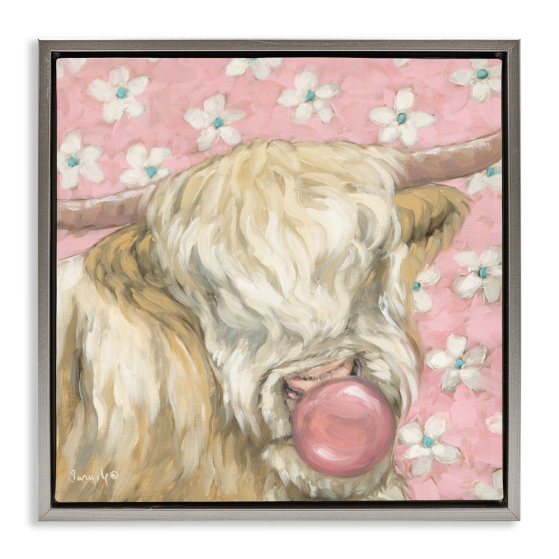 Cadre flottant Bubblegum Cutie, H 25 po x l 25 po, Cadre flottant gris lustré