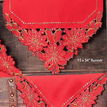 Sallee Embroidered Cutwork Holiday Table Runner, 54" L x 15" W