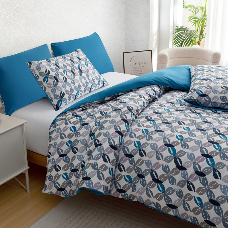Premium Reversible Duvet Cover Set with Zipper Closure and Corner Ties, Super King Duvet Cover Set + 2 StandardPillowcases