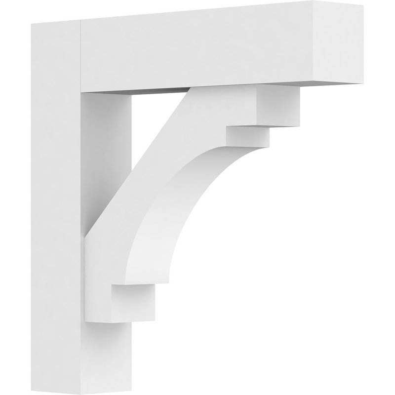 3"W x 18"D x 18"H Standard Merced Architectural Grade PVC Bracket with Block Ends, 18"H x 3"W x 18"D