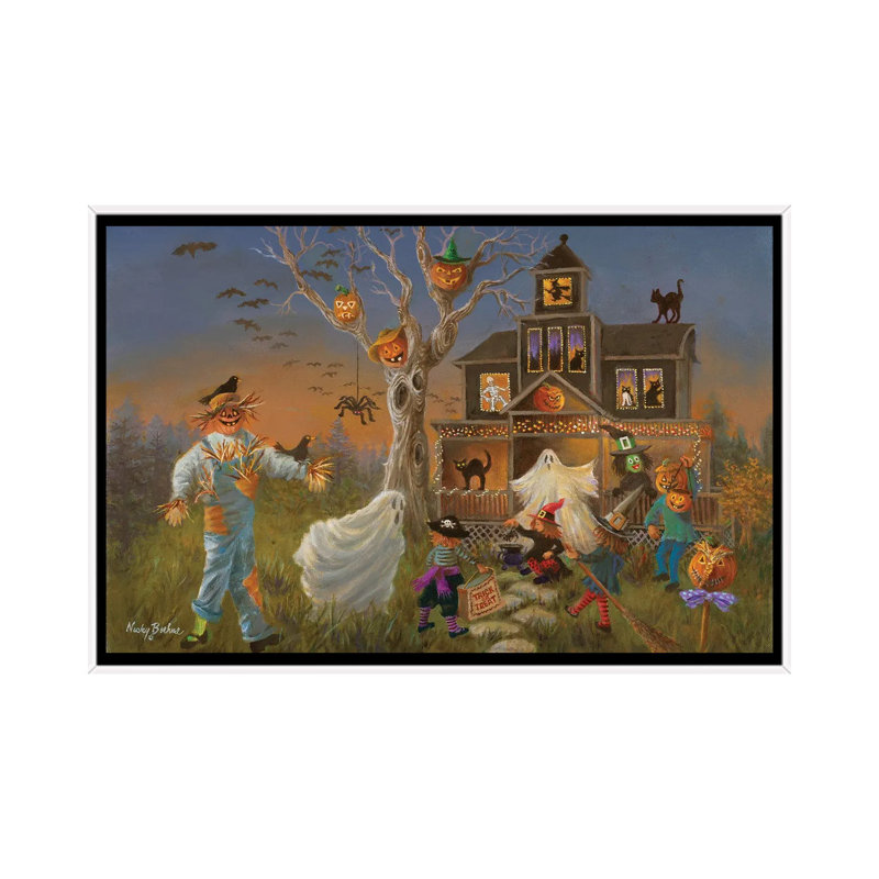 Spooky Halloween - reproduction d'art murale - toile encadrée, H 26 po x l 40 po, Impression encadrée sans passe-partout