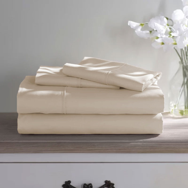 Ensemble de draps en microfibre douce 1800 Series Wayfair Basics®, Ensemble de draps pour lit simple avec deux taies, Ivoire